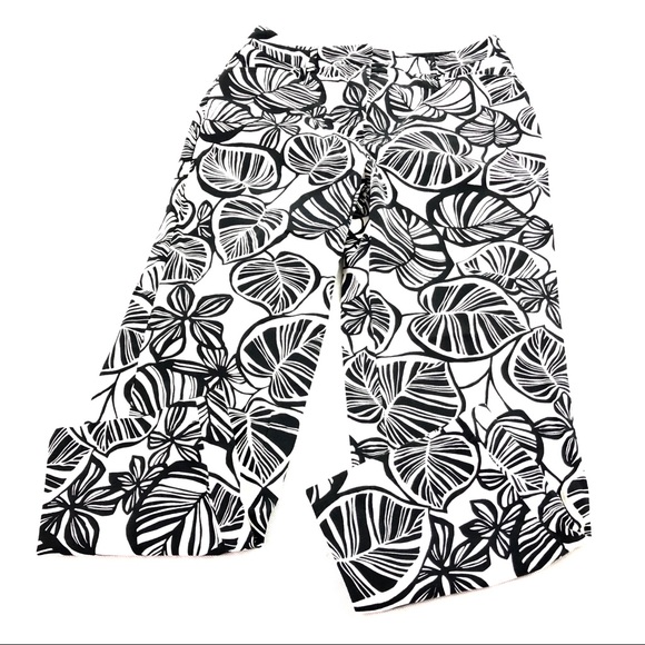 Talbots Leaf Ankle Pants Stretch Black & White 6 - Picture 1 of 7